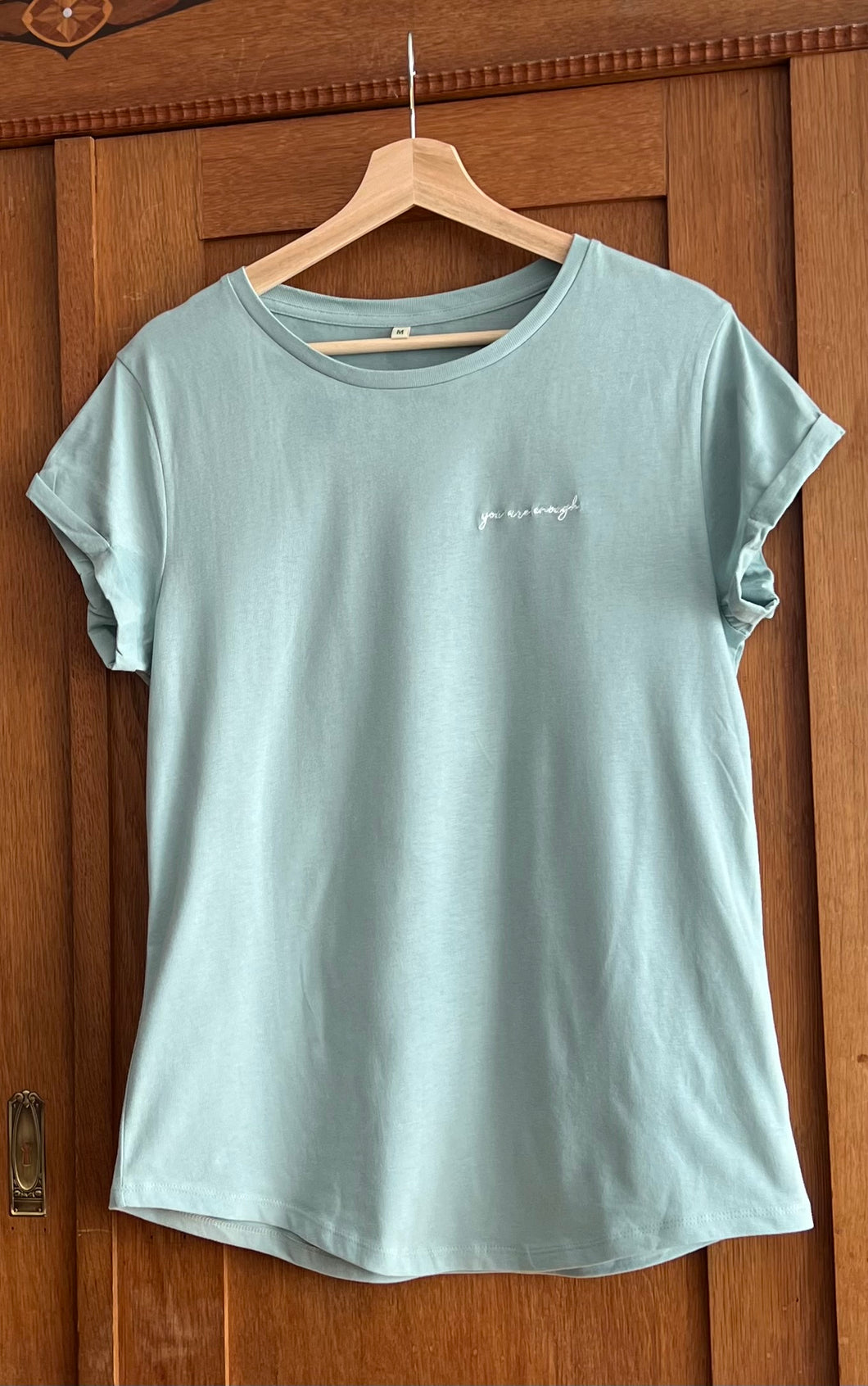 T-Shirt, M, slate Green „you are enough“